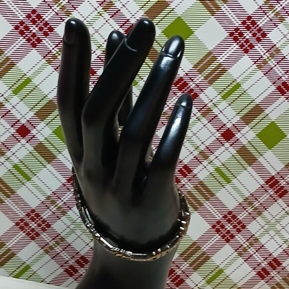 Vintage Silver & Gold Tone Bracelet with White Rhinestones Fashion Jewelry #43 - Picture 6 of 7